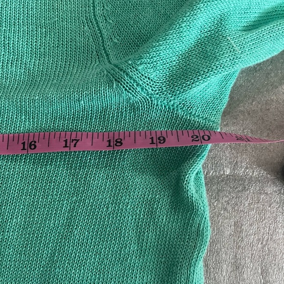 [L]Talbots Mint and Black V-Neck 100 Linen Sweater - Picture 3 of 6
